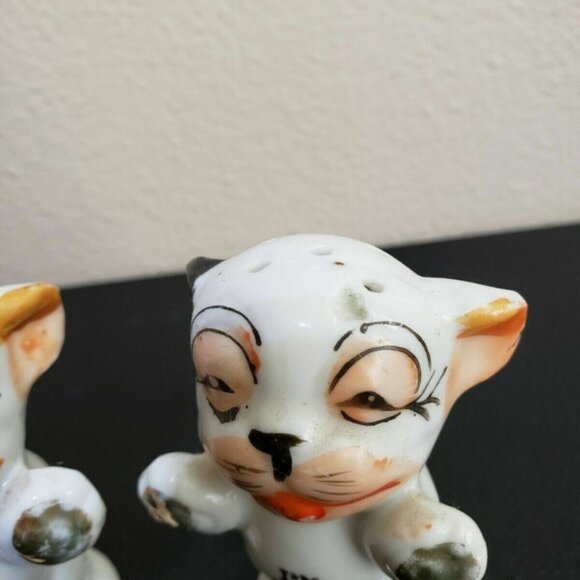 Vintage I'm Salt I'm Pep Bonzo Dog Salt & Pepper Shakers Puppy Anthropomorphic - Picture 5 of 7